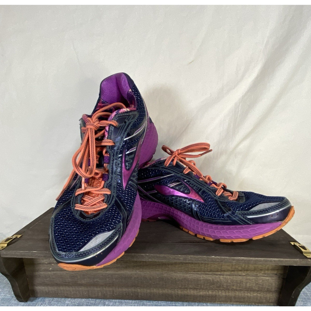 Women's Brooks Adrenaline GTS 15 Navy Purple Orange 1201741B458 Size 9 Pre-Owned